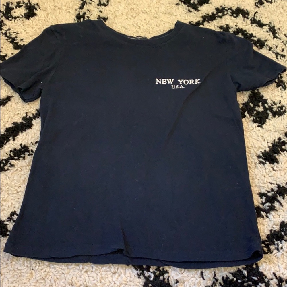 brandy melville navy blue new york embroidered top
